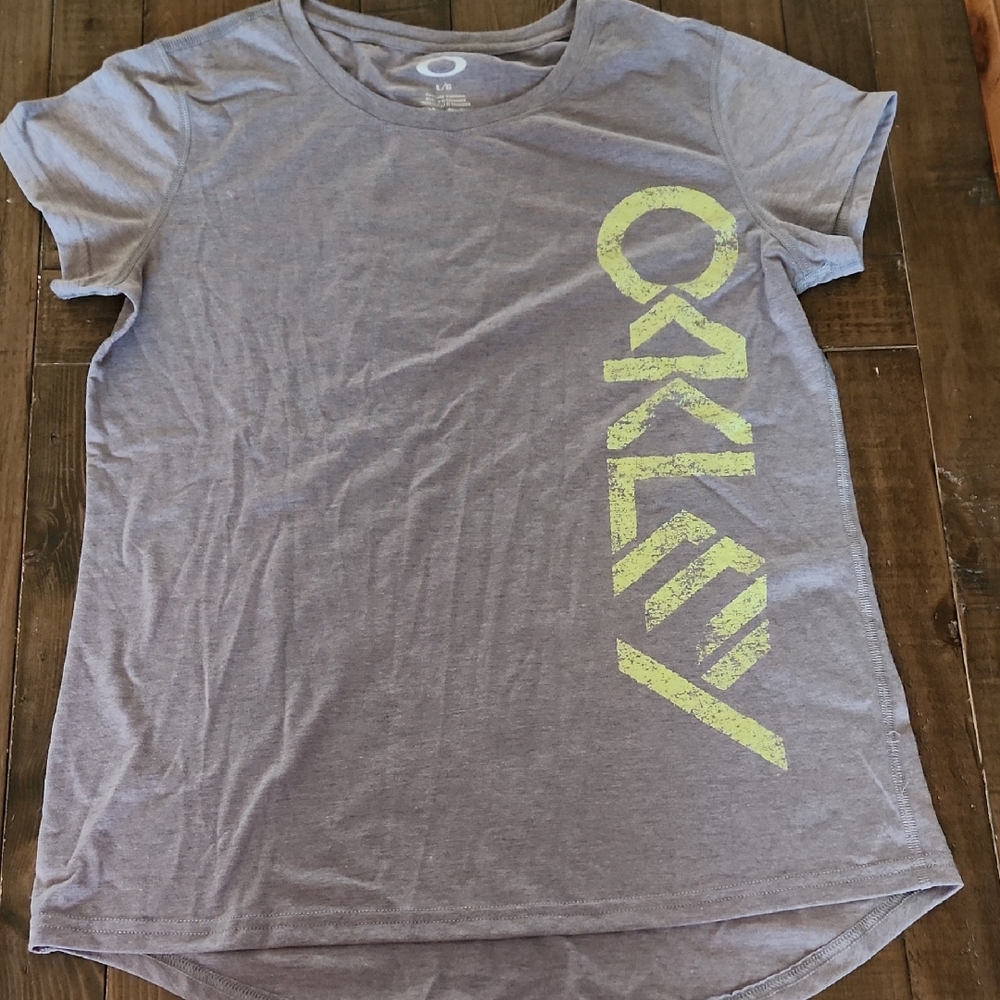 Oakley Heather Gray Tee with Neon Yellow Graphic